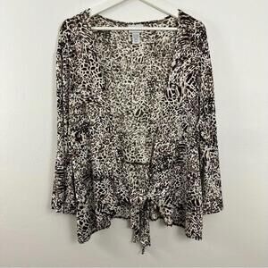Chico's Travelers Animal Print Front Tie Wrap Top Women's Size 3 XL
